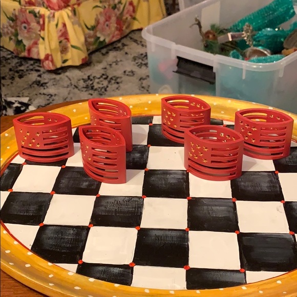 Other - Set of six red American flag napkin rings